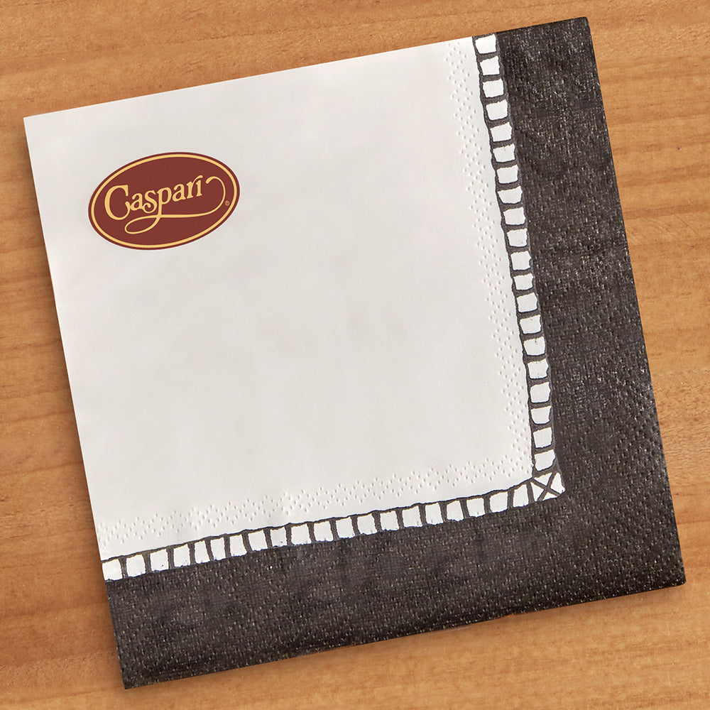 Caspari Paper Napkins & Guest Towels, Black Linen Border