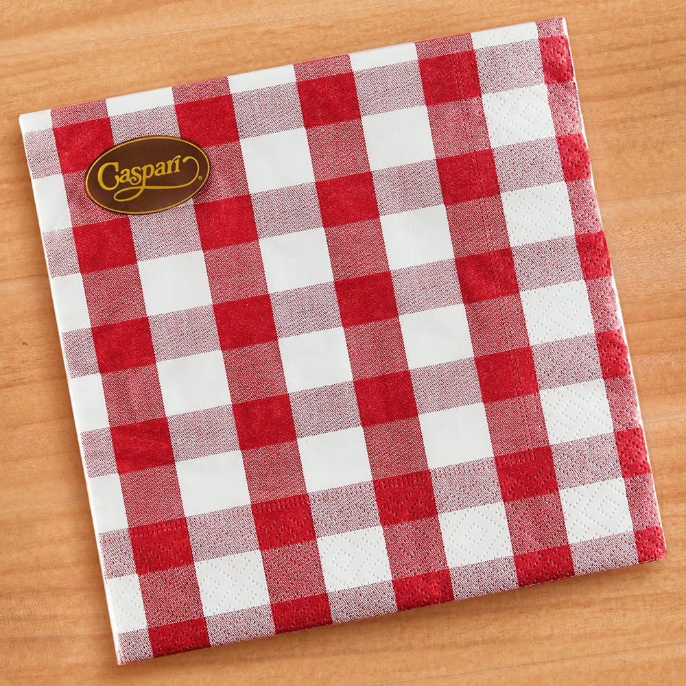 Caspari Paper Napkins, Gingham in Red