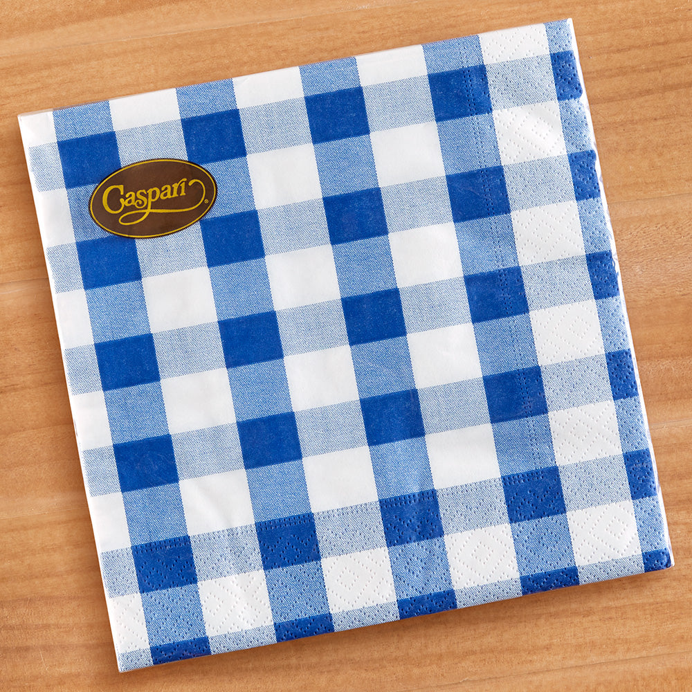 Caspari Paper Napkins, Gingham in Blue