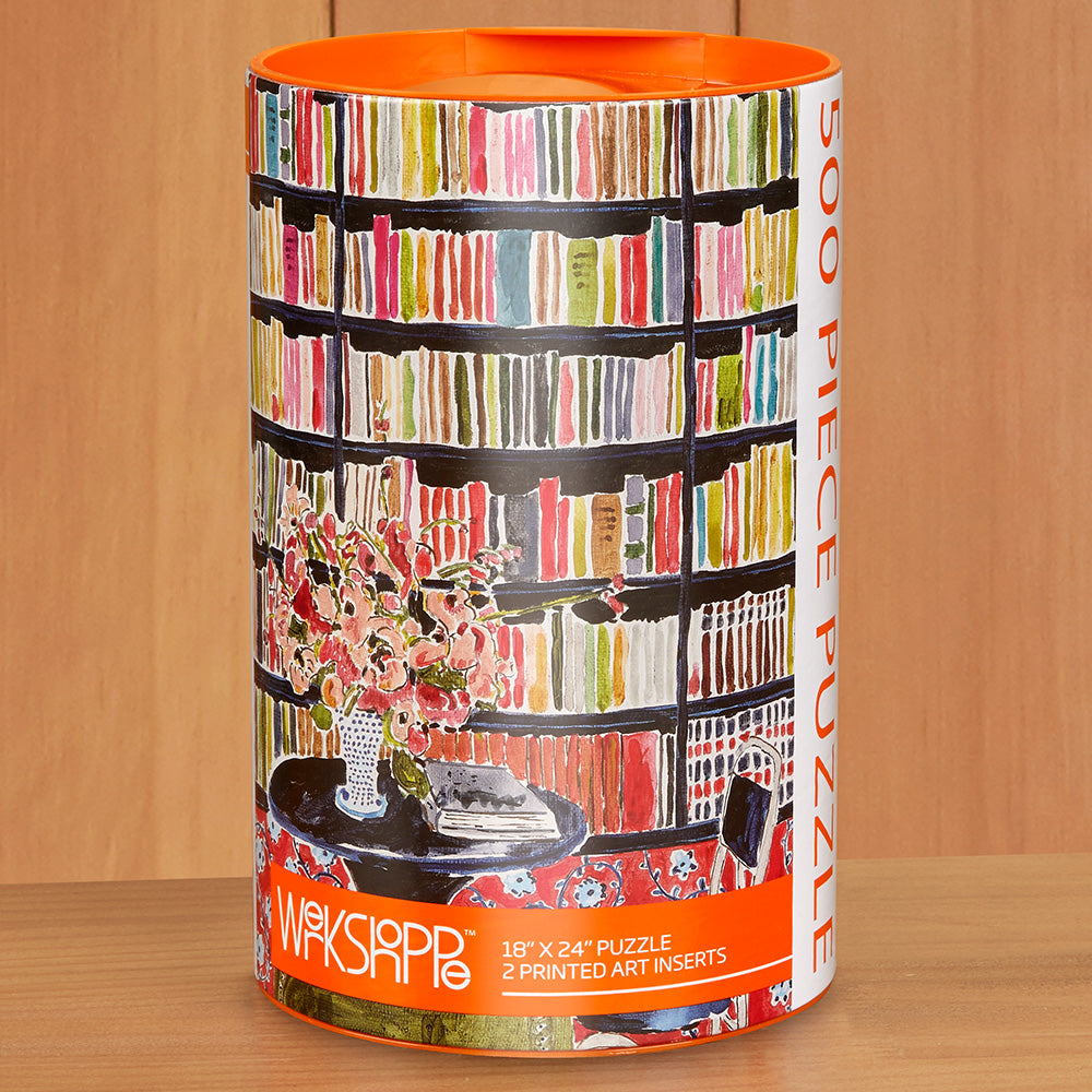 WerkShoppe 500 Piece Jigsaw Puzzle, "Books with Flowers" by Kate Lewis