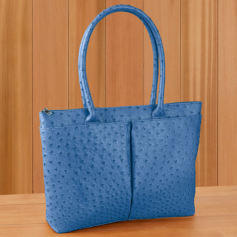 22 Tote Vegan Leather Mini Tote - Blue , 14 x 2 x 11