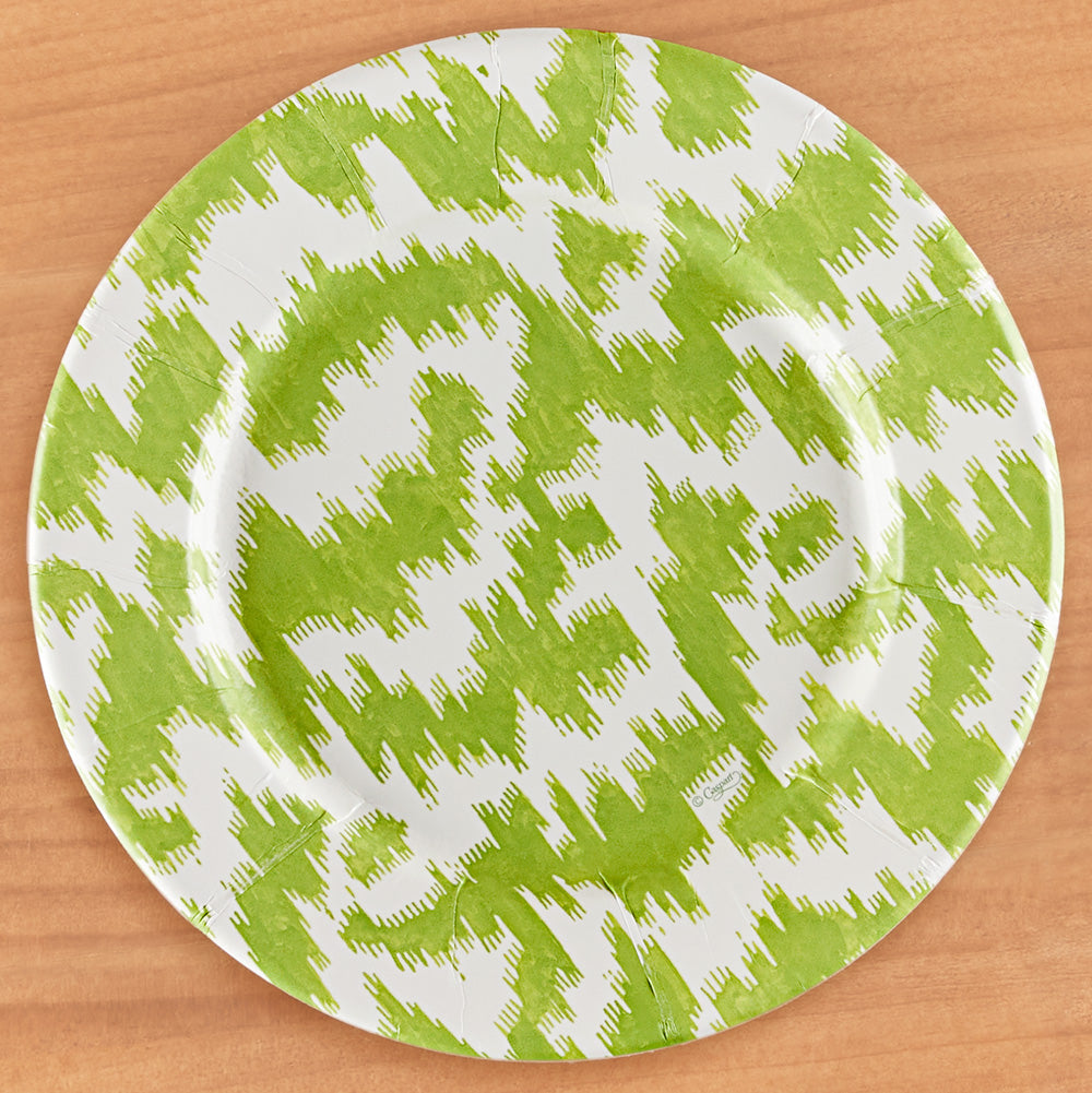Caspari Paper Plates, Modern Moiré Green