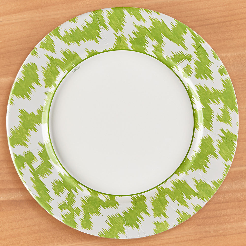 Caspari Paper Plates, Modern Moiré Green