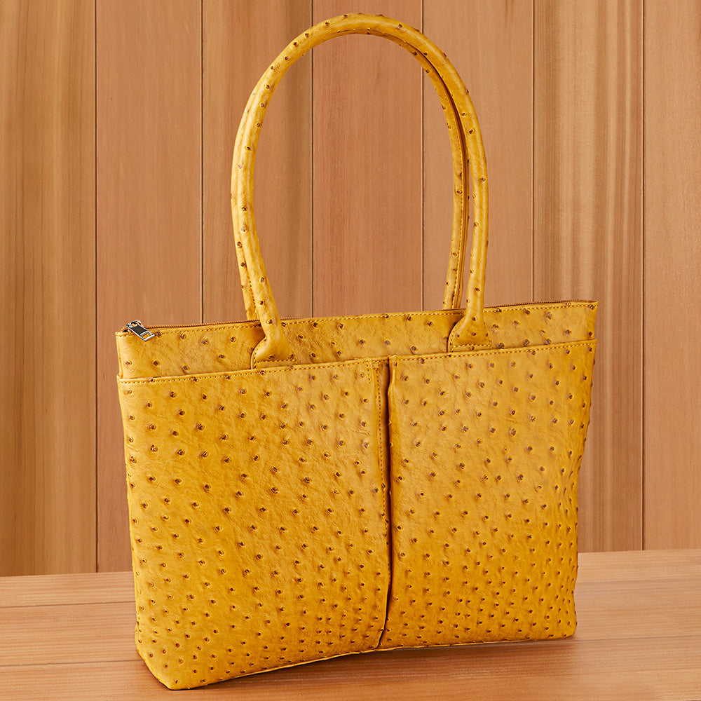 Orange-yellow Leather Mini tote bag with strap