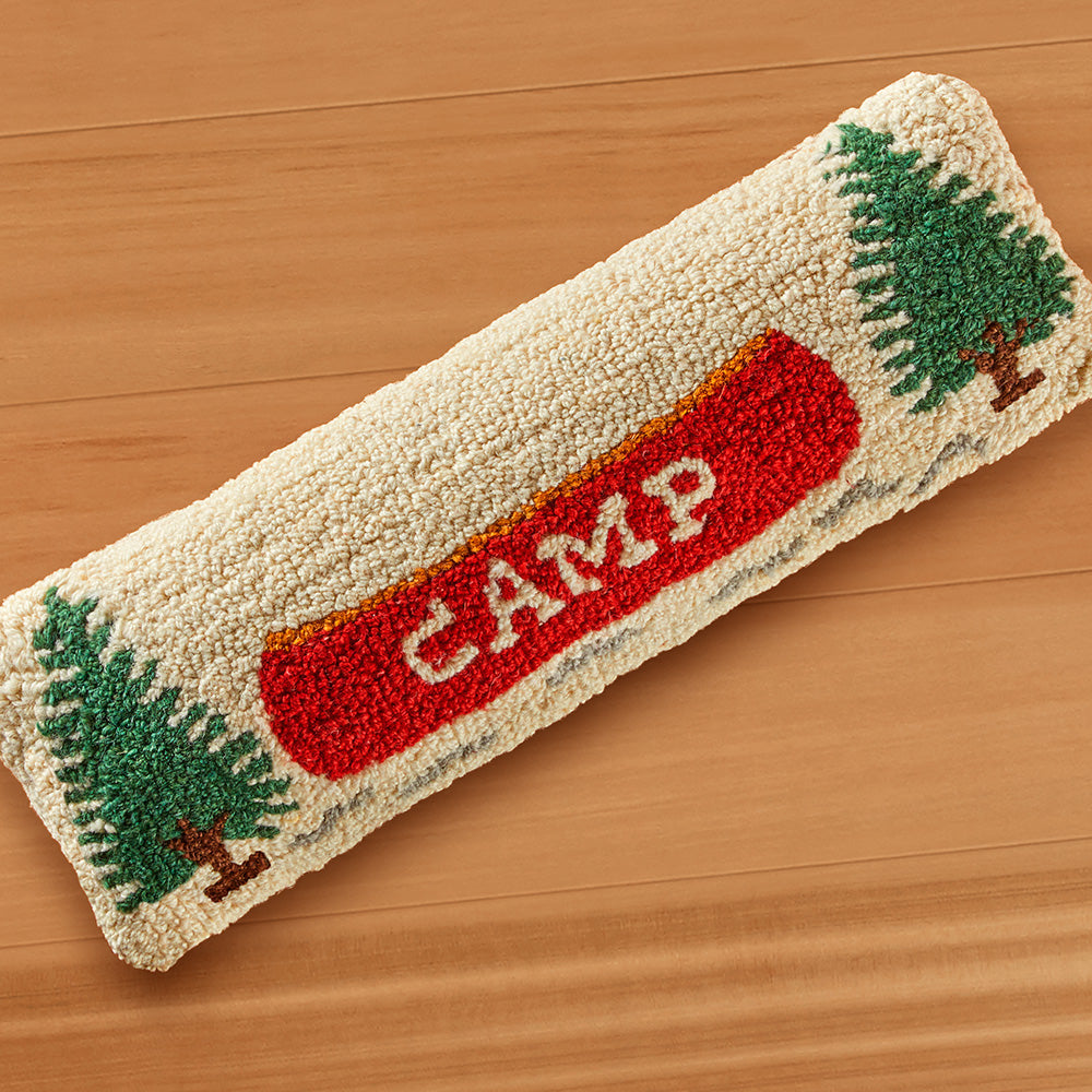 Chandler 4 Corners 24" x 8" Hooked Pillow, Camp Canoe