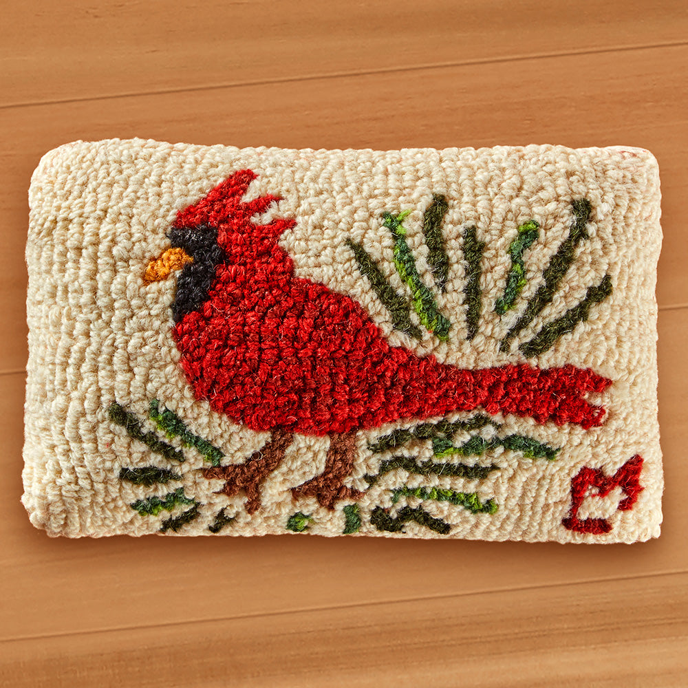 Chandler 4 Corners 12" x 8" Hooked Pillow, Cardinal