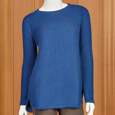 Kinross Cashmere Women's Diagonal-Textured Boatneck Sweater