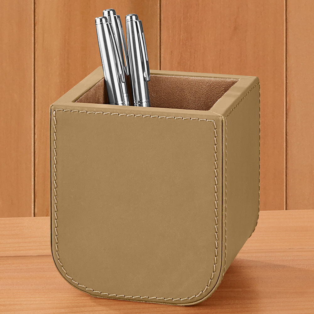 Radius Edge Leather Pencil Cup