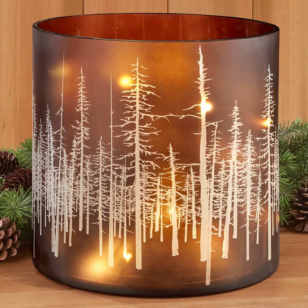 "In the Woods" LED Glass Hurricane