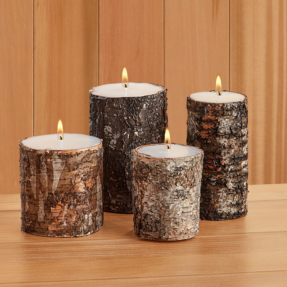 Birchwood Unscented Pillar Candles