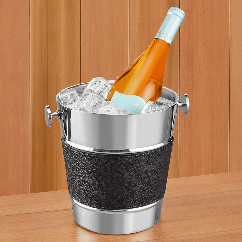 Laguna Leather-Wrapped Ice Bucket
