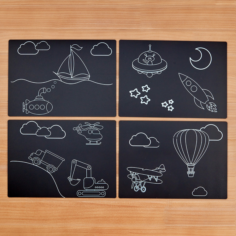 Imagination Starters Travel Chalkboard Coloring Placemats, Pack of 4