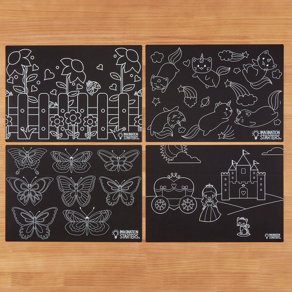 Imagination Starters Travel Chalkboard Coloring Placemats, Pack of 4