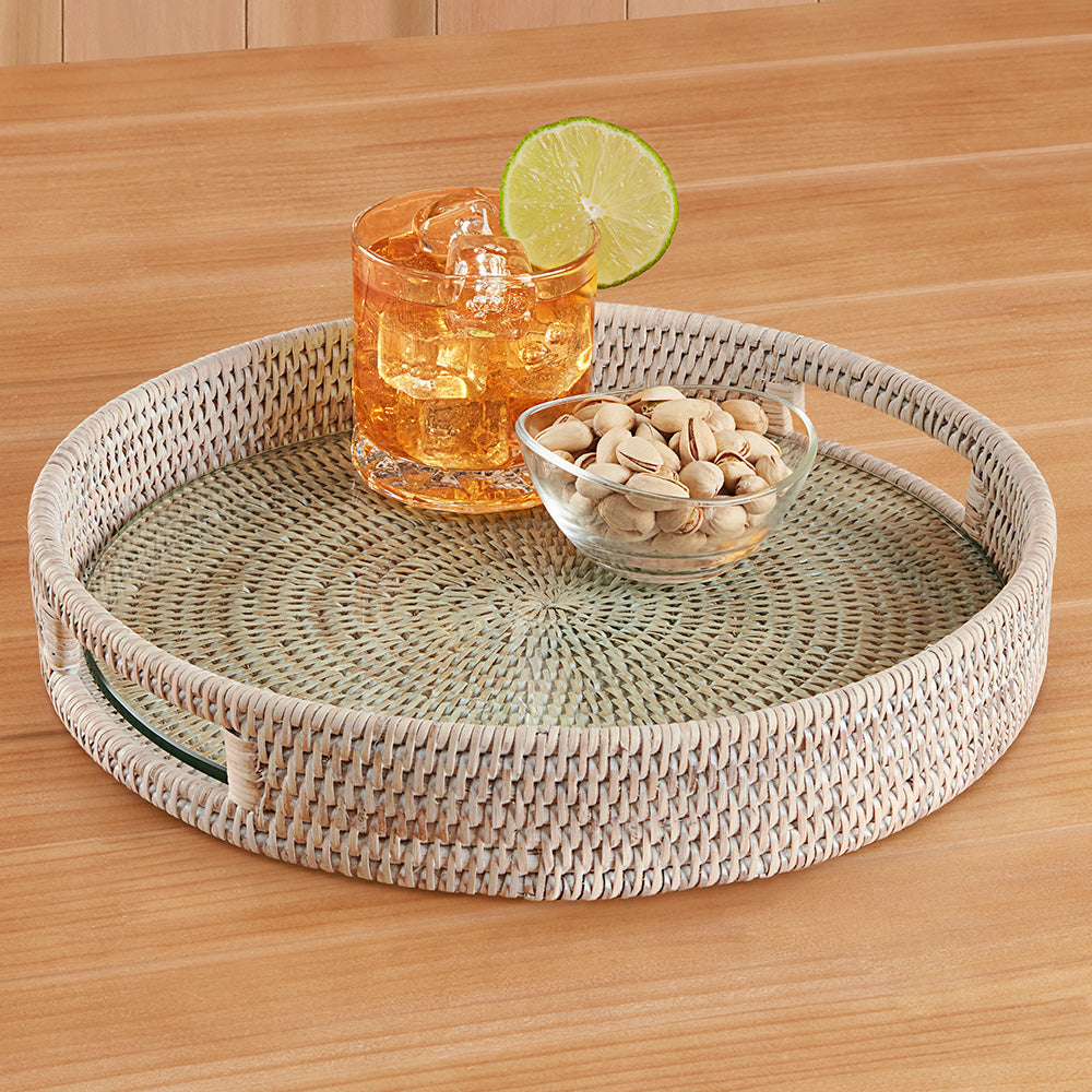 Rattan shop serving tray