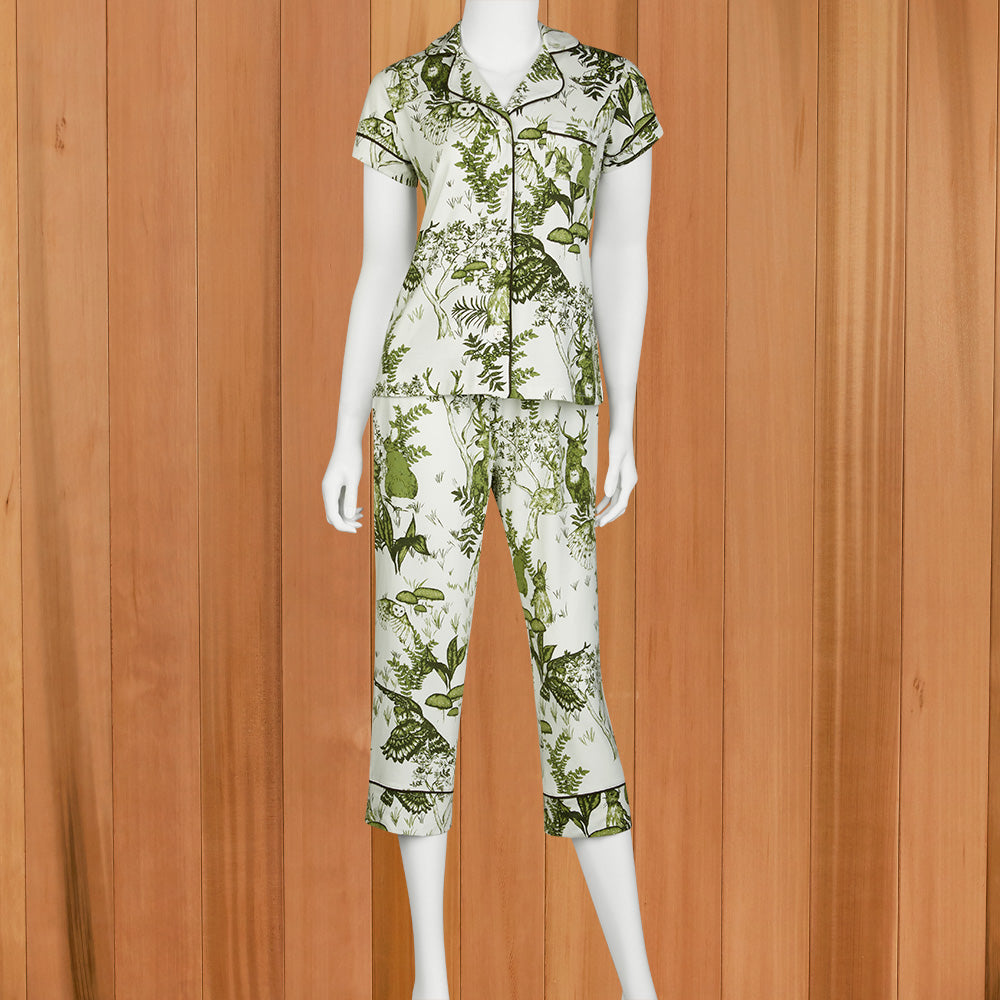 The Cat's Pajamas Women's Pima Knit Capri Pajama Set, Woodside