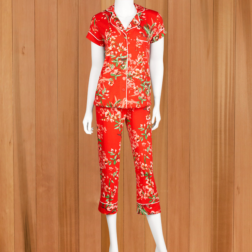 The Cat s Pajamas Women s Pima Knit Capri Pajama Set Cherry