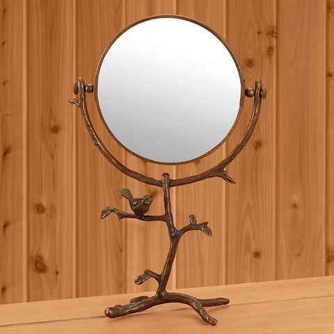 Standing Brass Table Mirror, Sparrow
