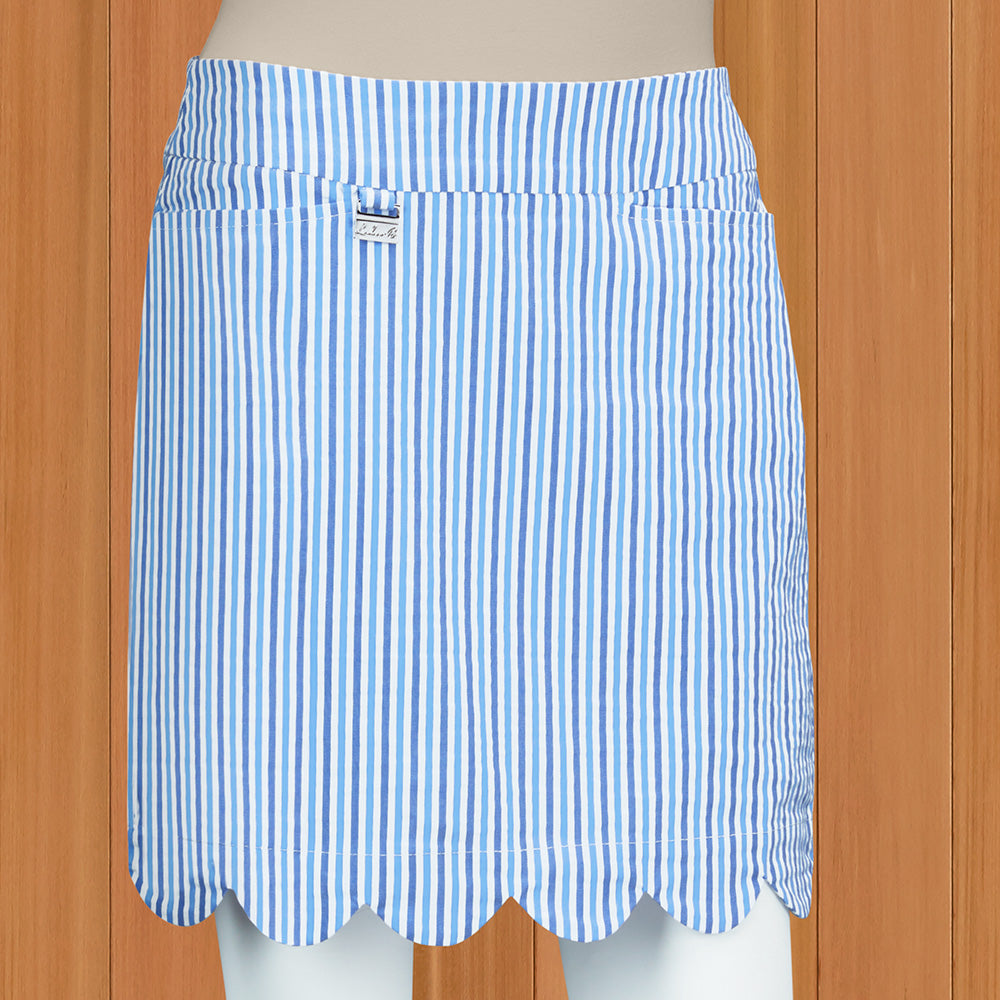 LuLu-B Women's Seersucker Scalloped Skort