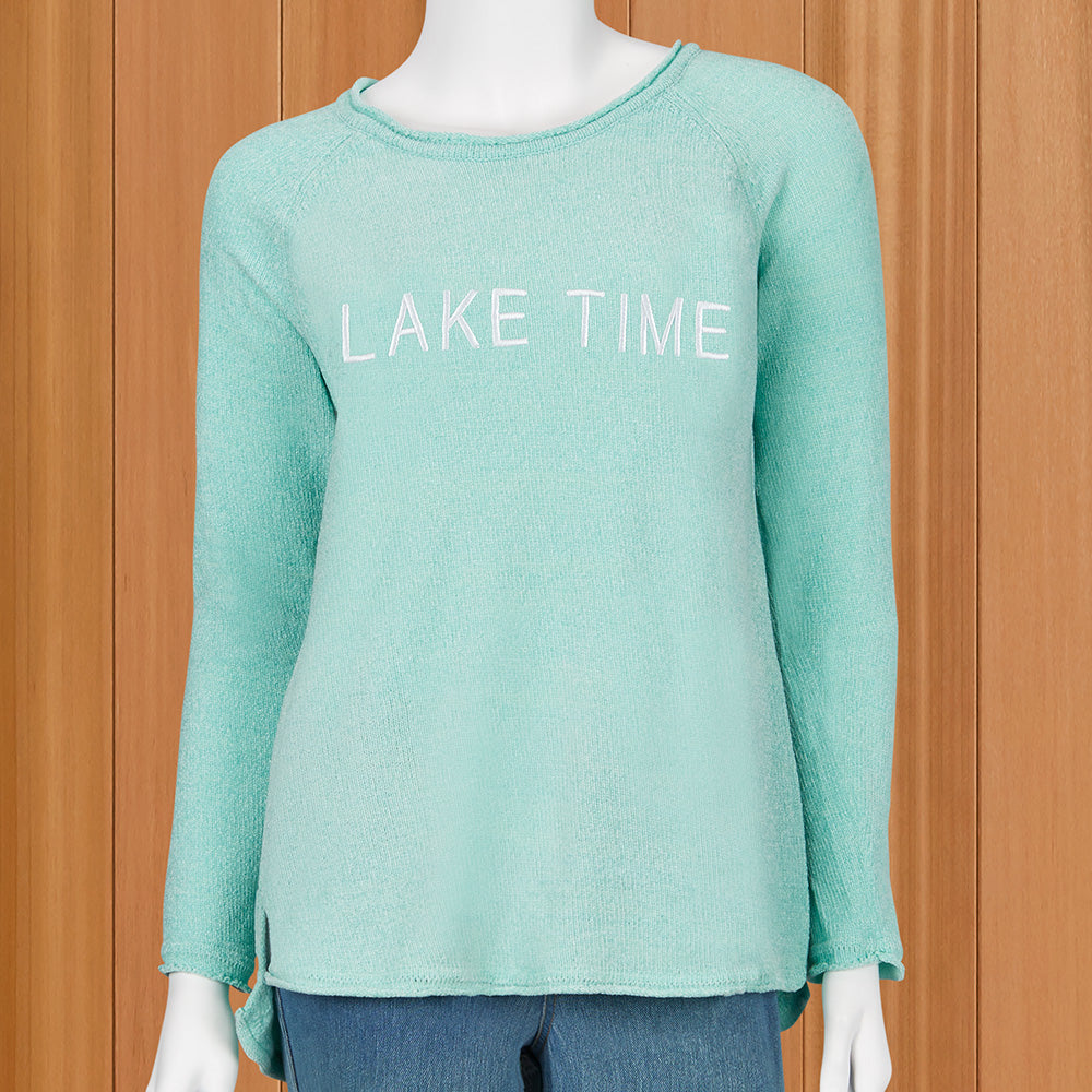LuLu-B Women's Lightweight Chenille Pullover, Lake Time