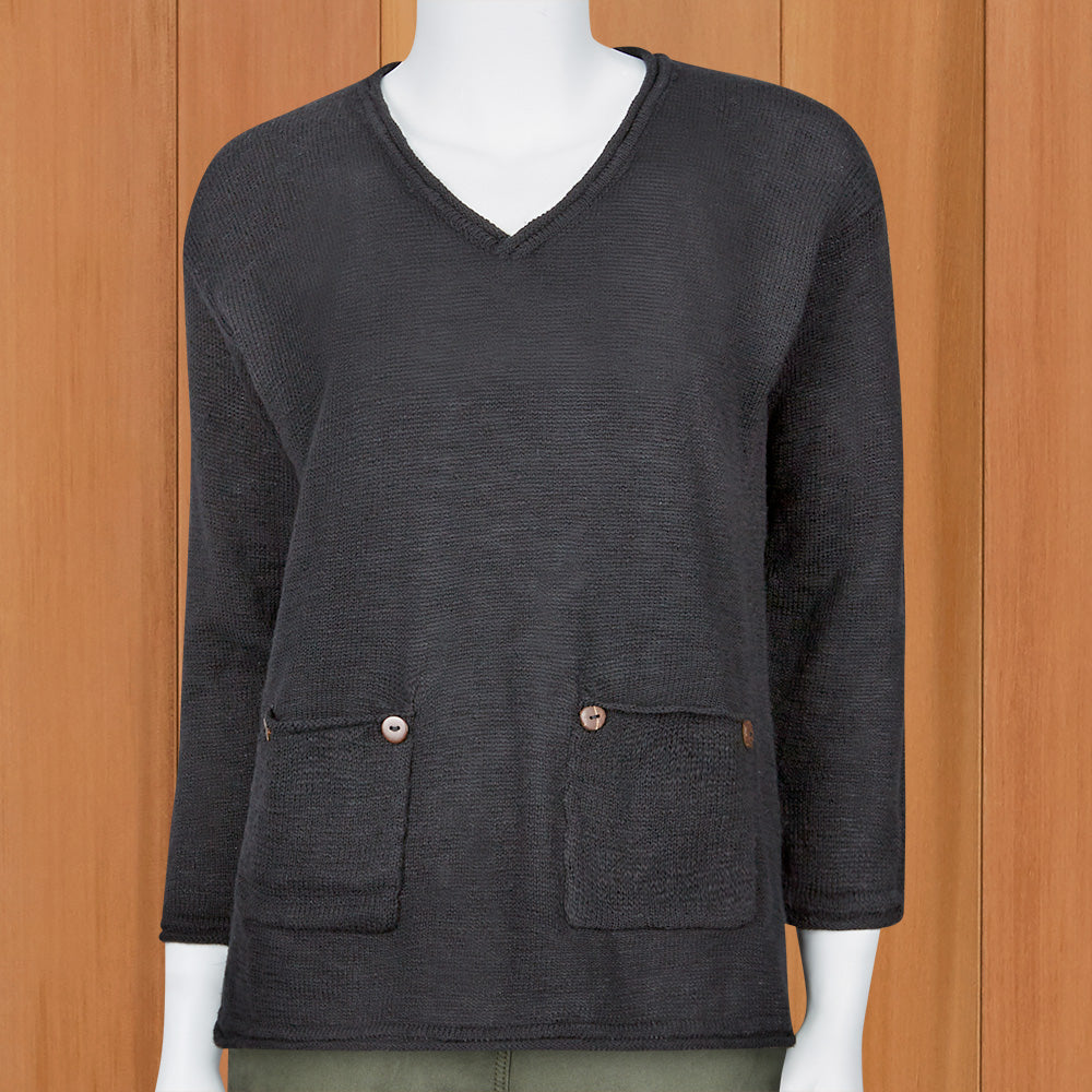 LuLu-B Women's Lightweight Sweater with Patch Pockets