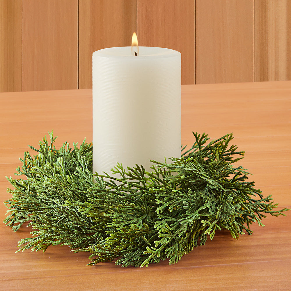 Faux Juniper Candle Ring