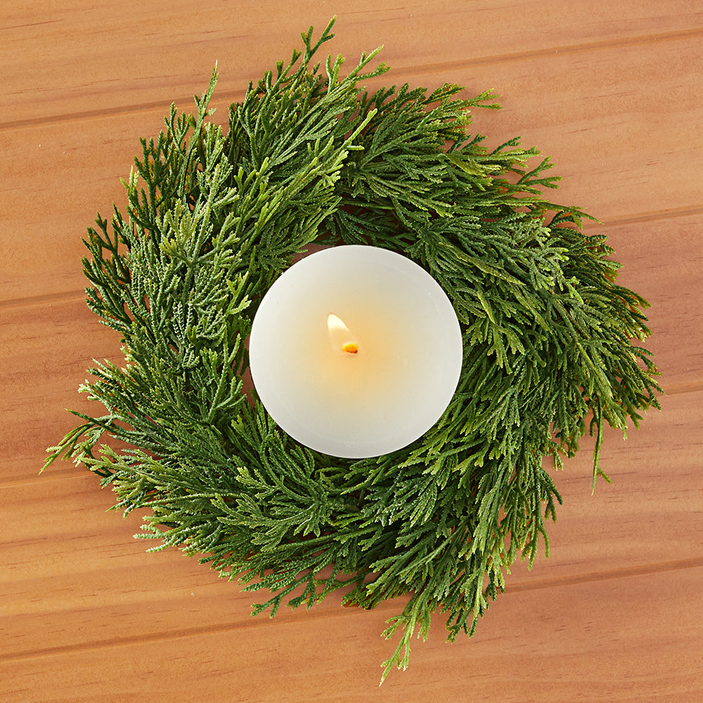 Faux Juniper Candle Ring