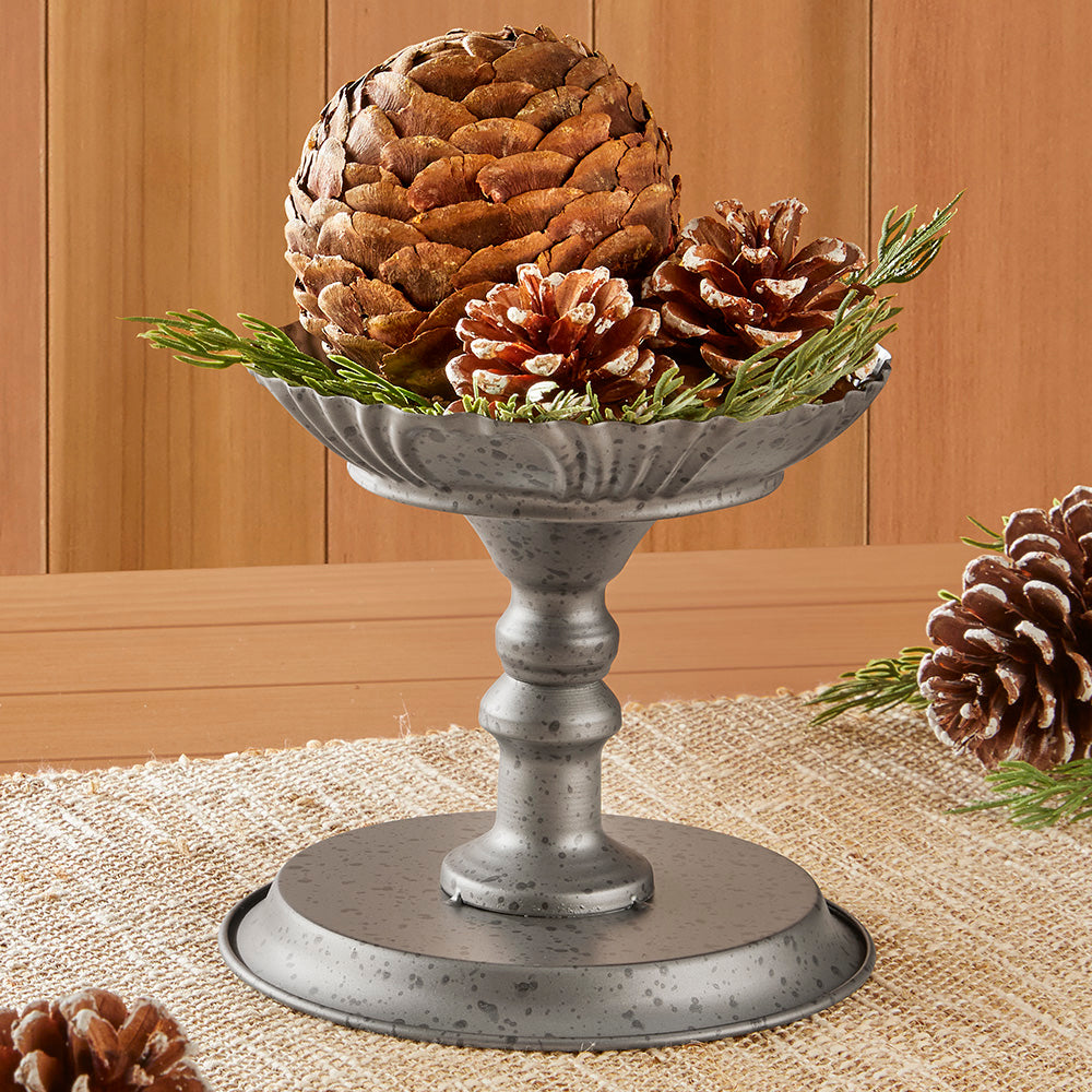 Antiqued Metal Pillar Candleholder