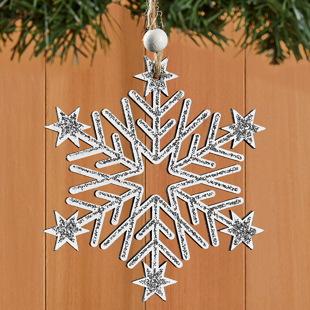 Silver Glitter Snowflake Glass Ball Christmas Tree Ornament