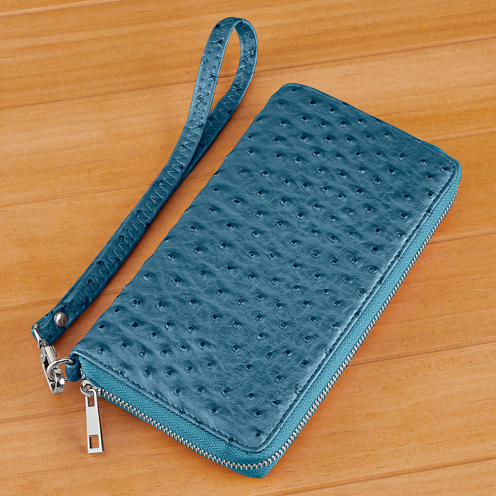 22 Tote Vegan Leather Wallet Clutch, Ostrich