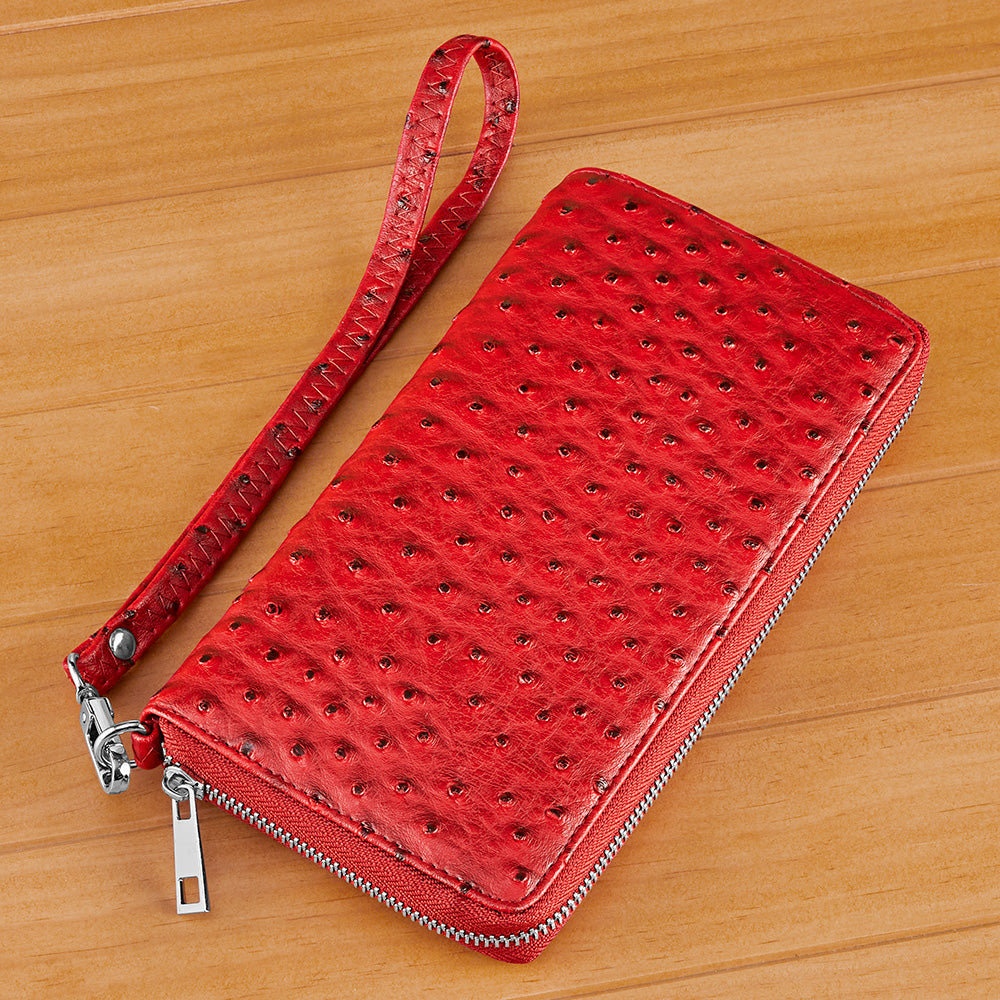 22 Tote Vegan Leather Wallet Clutch, Ostrich