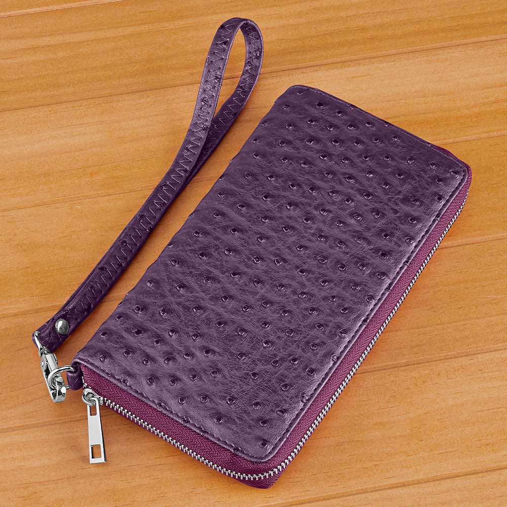 22 Tote Vegan Leather Wallet Clutch, Ostrich