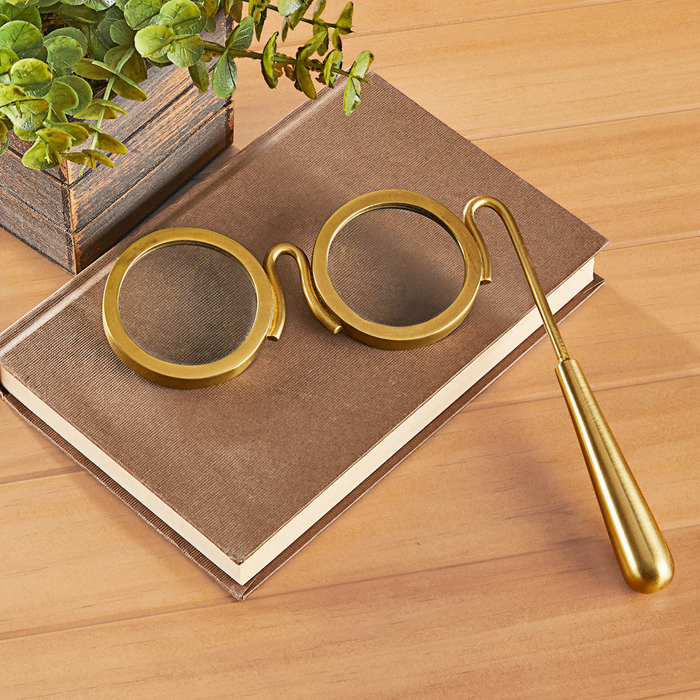 Brass Lorgnette Magnifying Glass