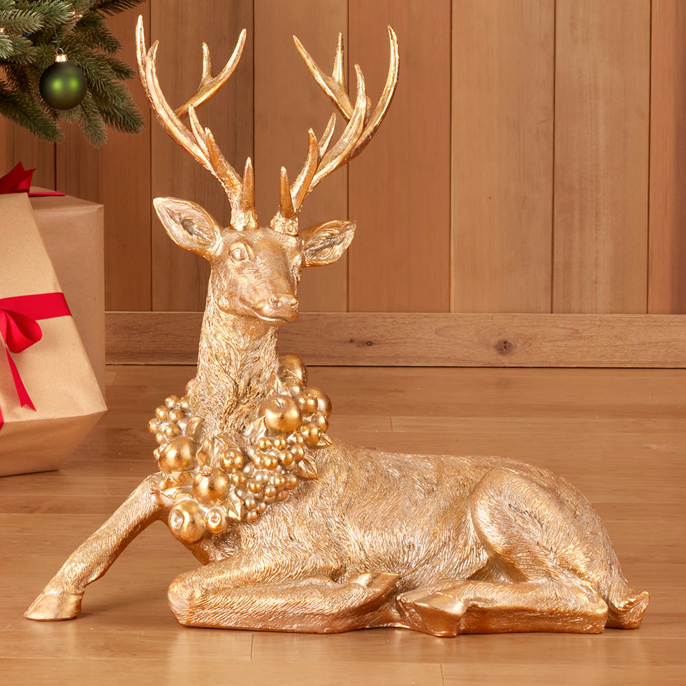 Gilded Resin Deer Statue
