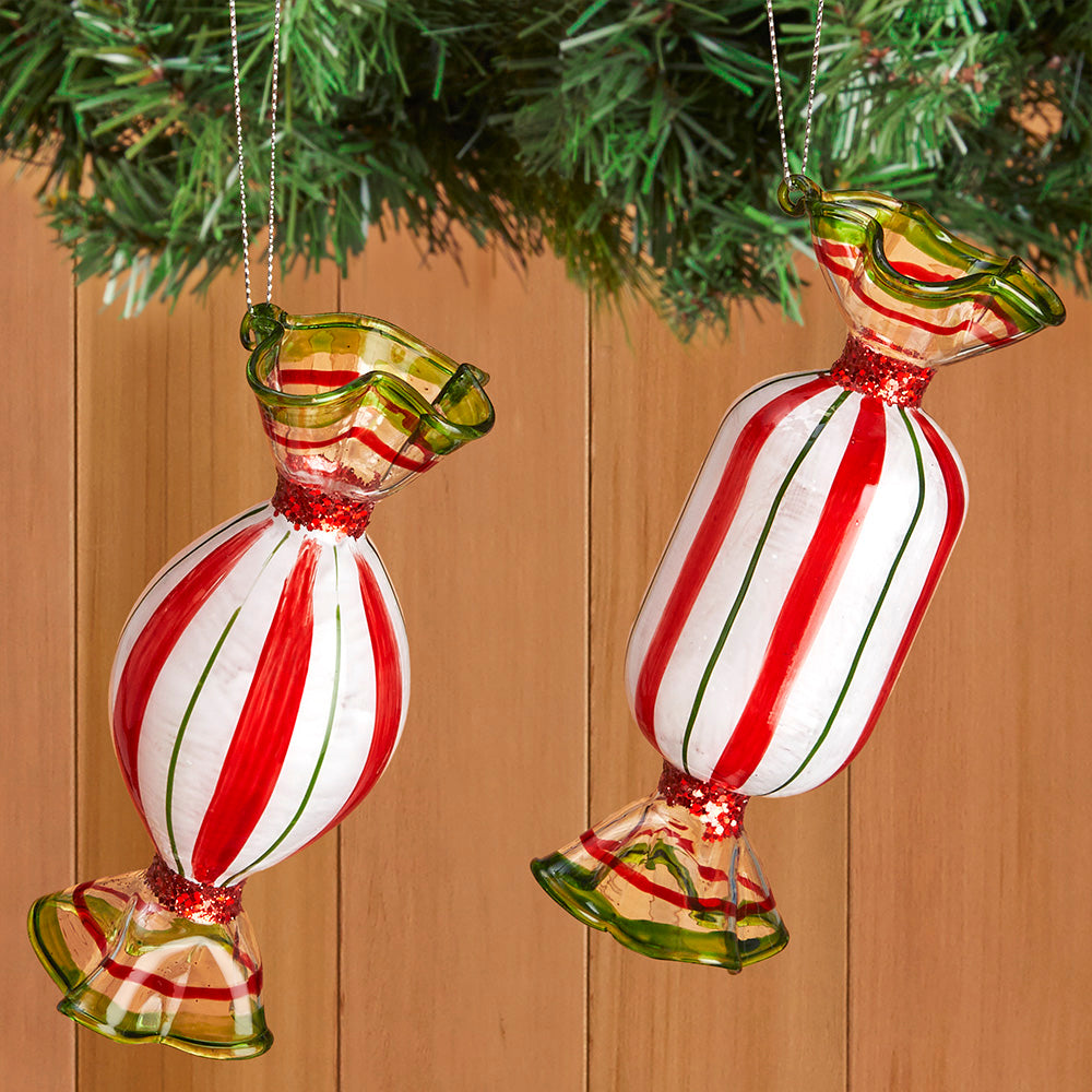 Handblown Glass Peppermint Candy Ornaments