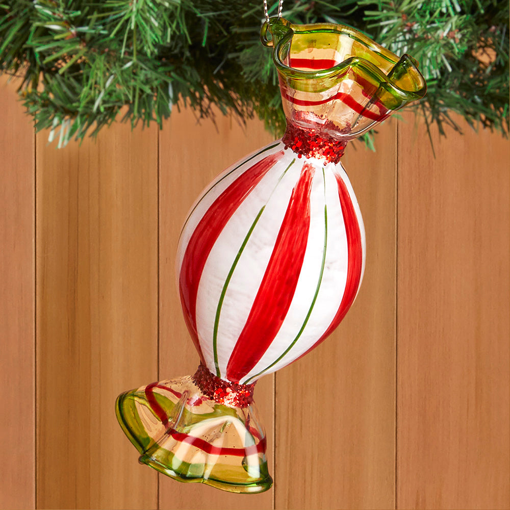 Handblown Glass Peppermint Candy Ornaments