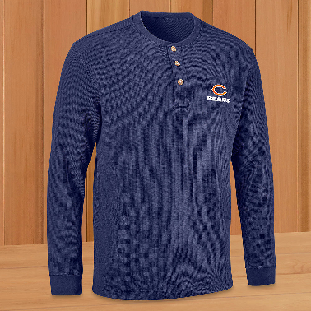 Men's NFL Long Sleeve Henley Shirt, Chicago Bears