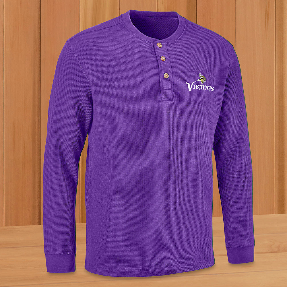 Men's NFL Long Sleeve Henley, Minnesota Vikings