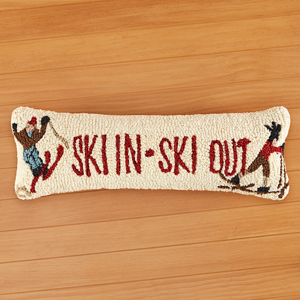 Chandler 4 Corners 24" x 8" Hooked Pillow, Ski In Ski Out