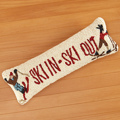 Chandler 4 Corners 24" x 8" Hooked Pillow, Ski In Ski Out