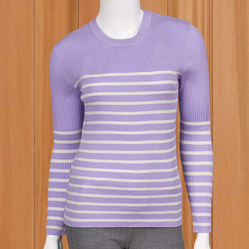 Kinross Women's Striped Rib-Knit Pullover