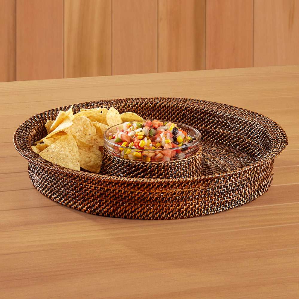 Calaisio Woven Chip & Dip Tray with Glass Bowl Insert
