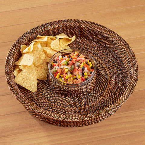 Calaisio Woven Chip & Dip Tray with Glass Bowl Insert