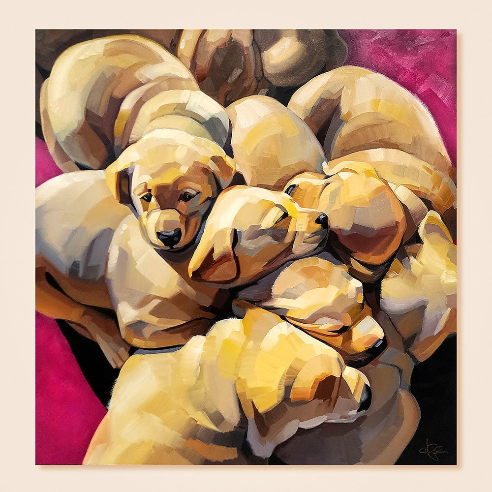 "Puppy Therapy" Original Oil Painting by Cristall Harper