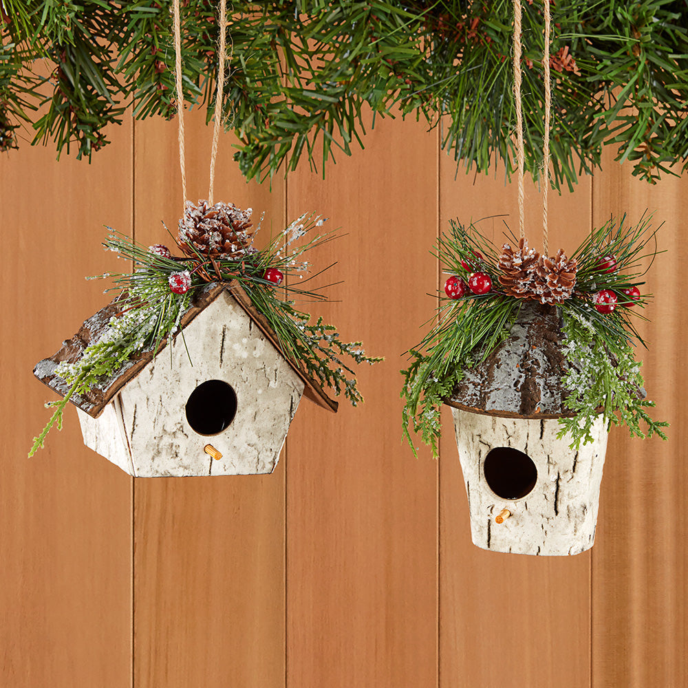 Birch Birdhouse Ornament