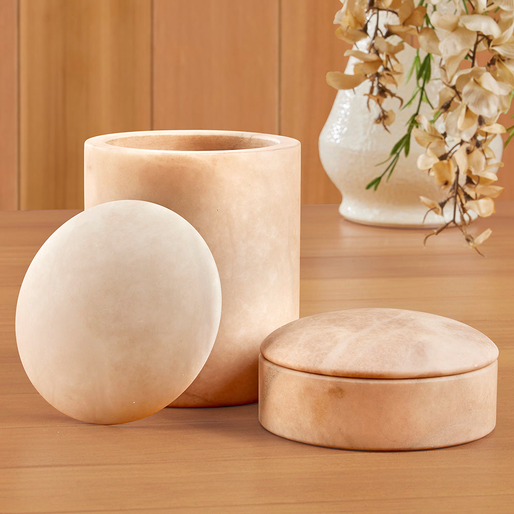 alabaster fish box Global Views Gala Canister Short