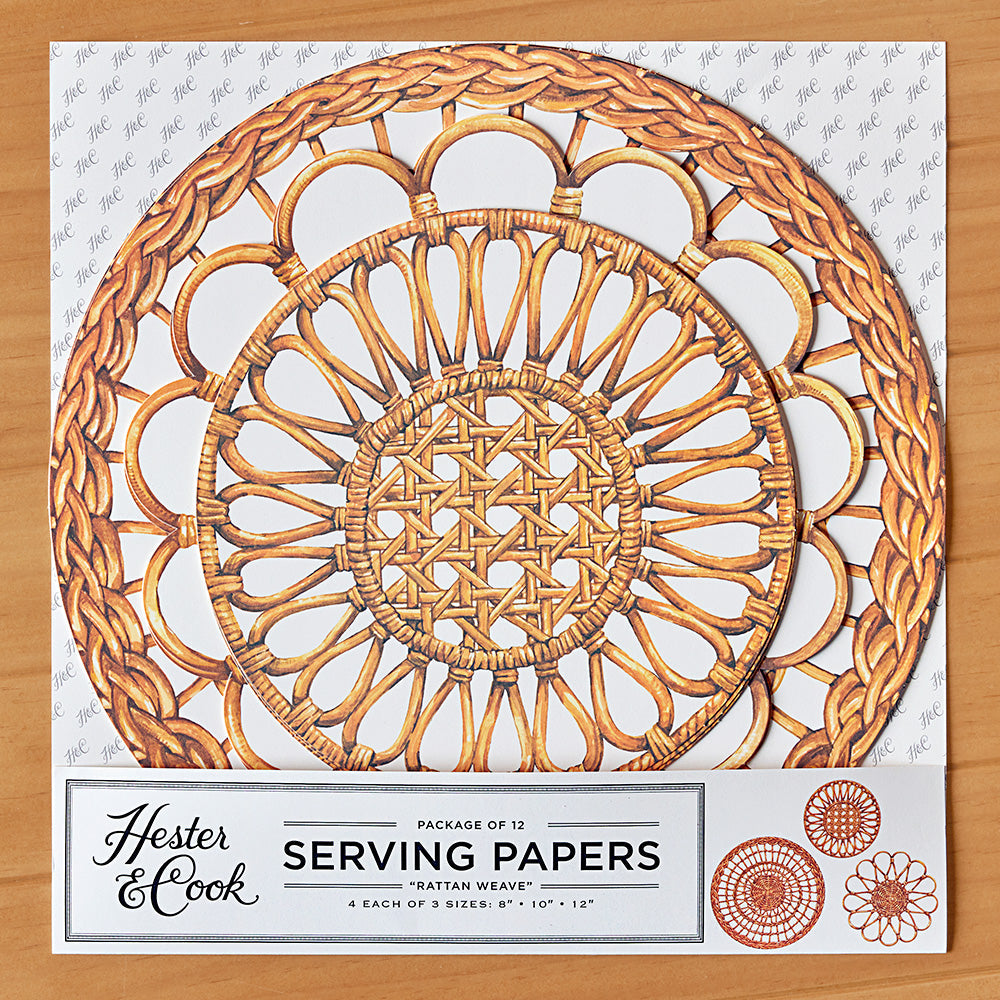 Hester & Cook Serving Papers, Rattan Weave