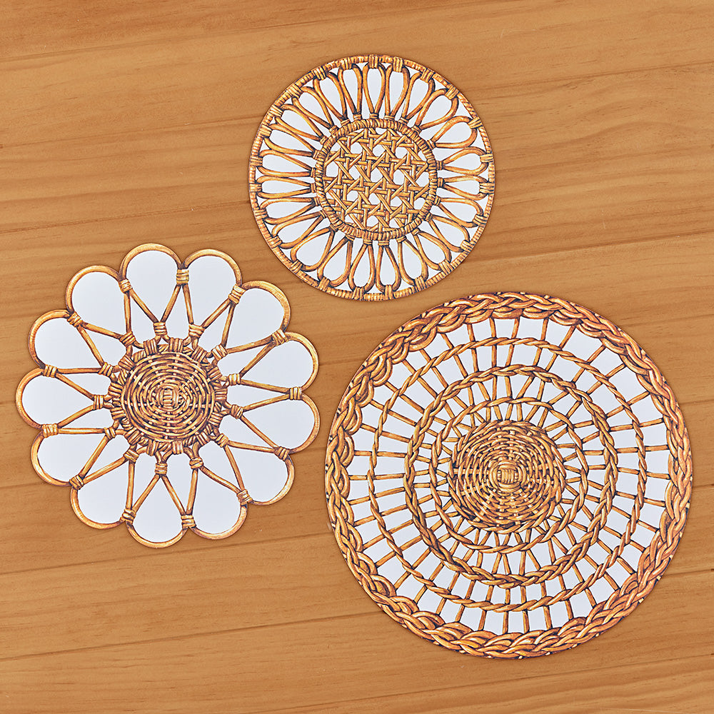 Hester & Cook Serving Papers, Rattan Weave
