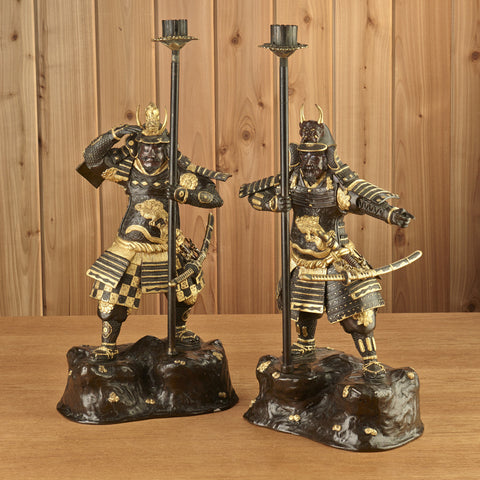 Antique Samurai Candleholders