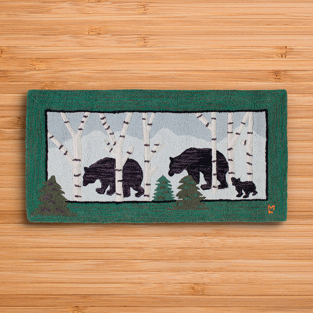 Chandler 4 Corners 2' x 4' Hooked Rug, Three Bears in Birch Woods