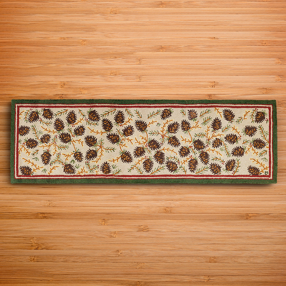 Chandler 4 Corners 30" x 8' Hooked Runner, Northwoods Pinecones